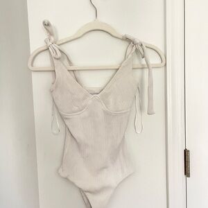 White Ribbed Bodysuit